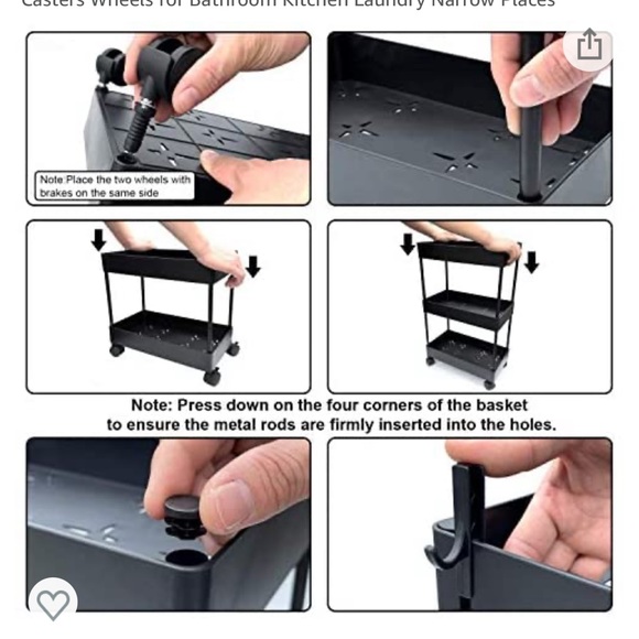 Black 3 tiered cart from Amazon - Picture 3 of 5